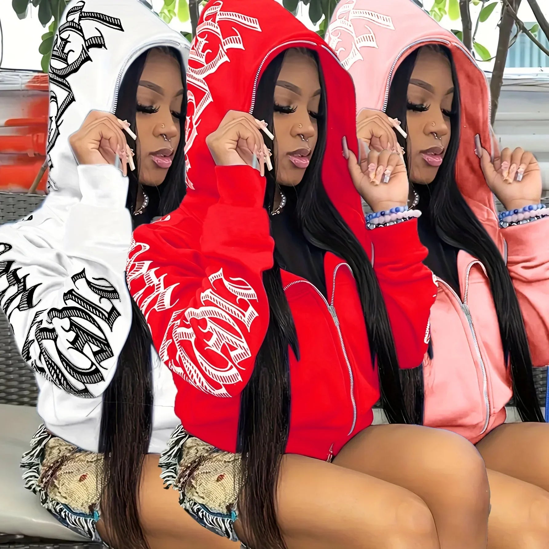 Gothic Y2K Zip Hoodie