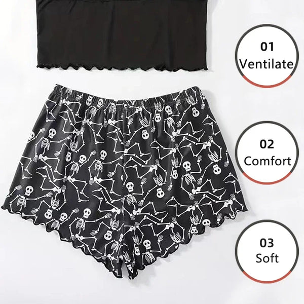 Cozy Skull Print Pajama Set
