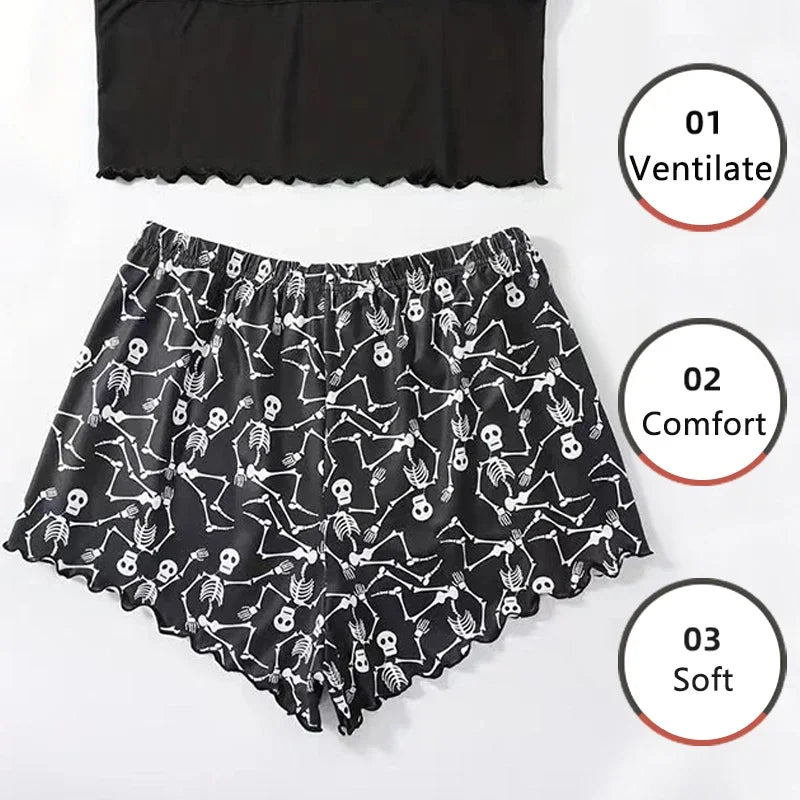 Cozy Skull Print Pajama Set