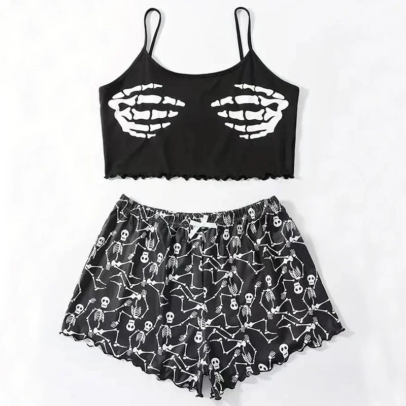 Cozy Skull Print Pajama Set