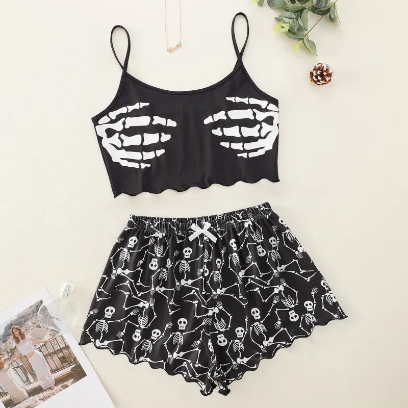 Cozy Skull Print Pajama Set